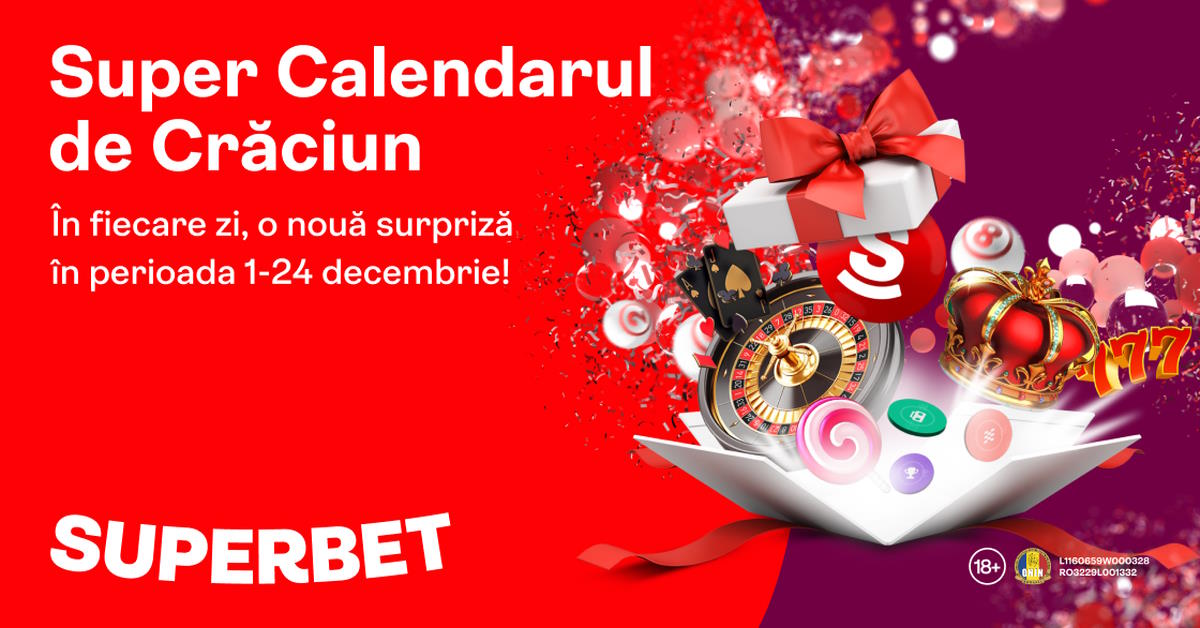 Aici vei găsi surpriza zilei din Calendarul de Crăciun Superbet zilnic, între 1 și 24 decembrie 2022